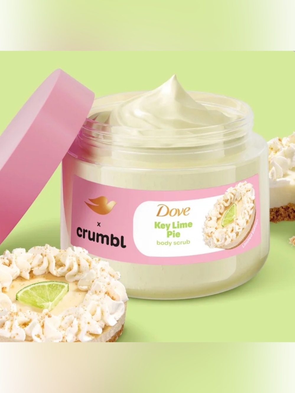 New Dove & Crumbl Limited Edition Body Scrub Key Lime Pie